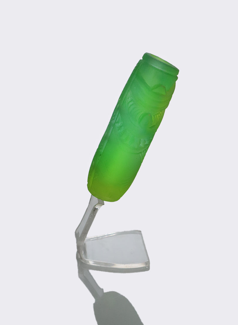 Cast Glass Koauau - lime green on a perspex stand