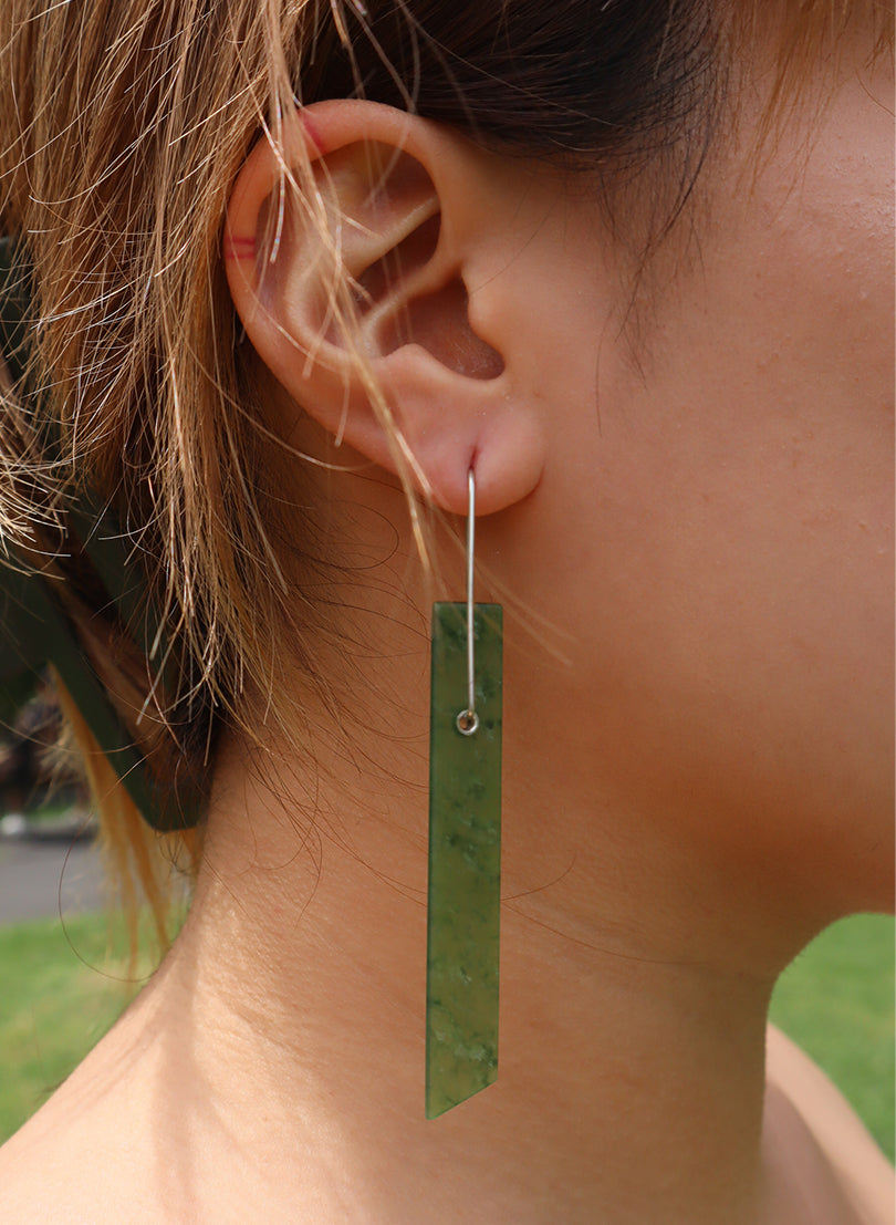 Geometric shaped Pounamu Drop Earrings
