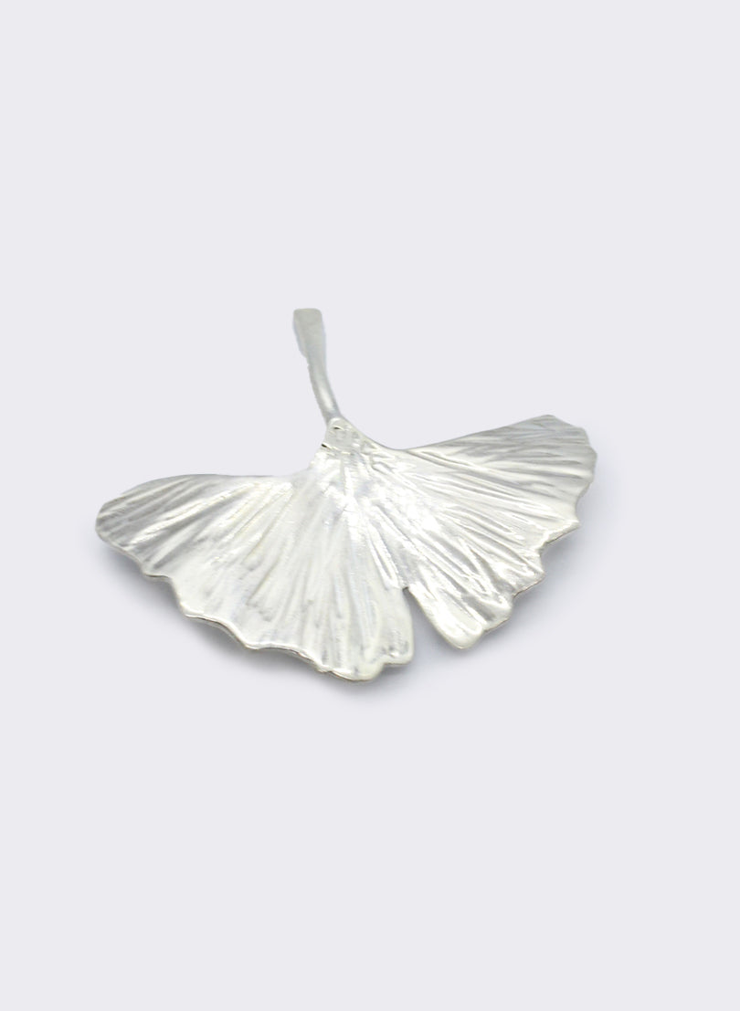 Silver Gingko Leaf Brooch