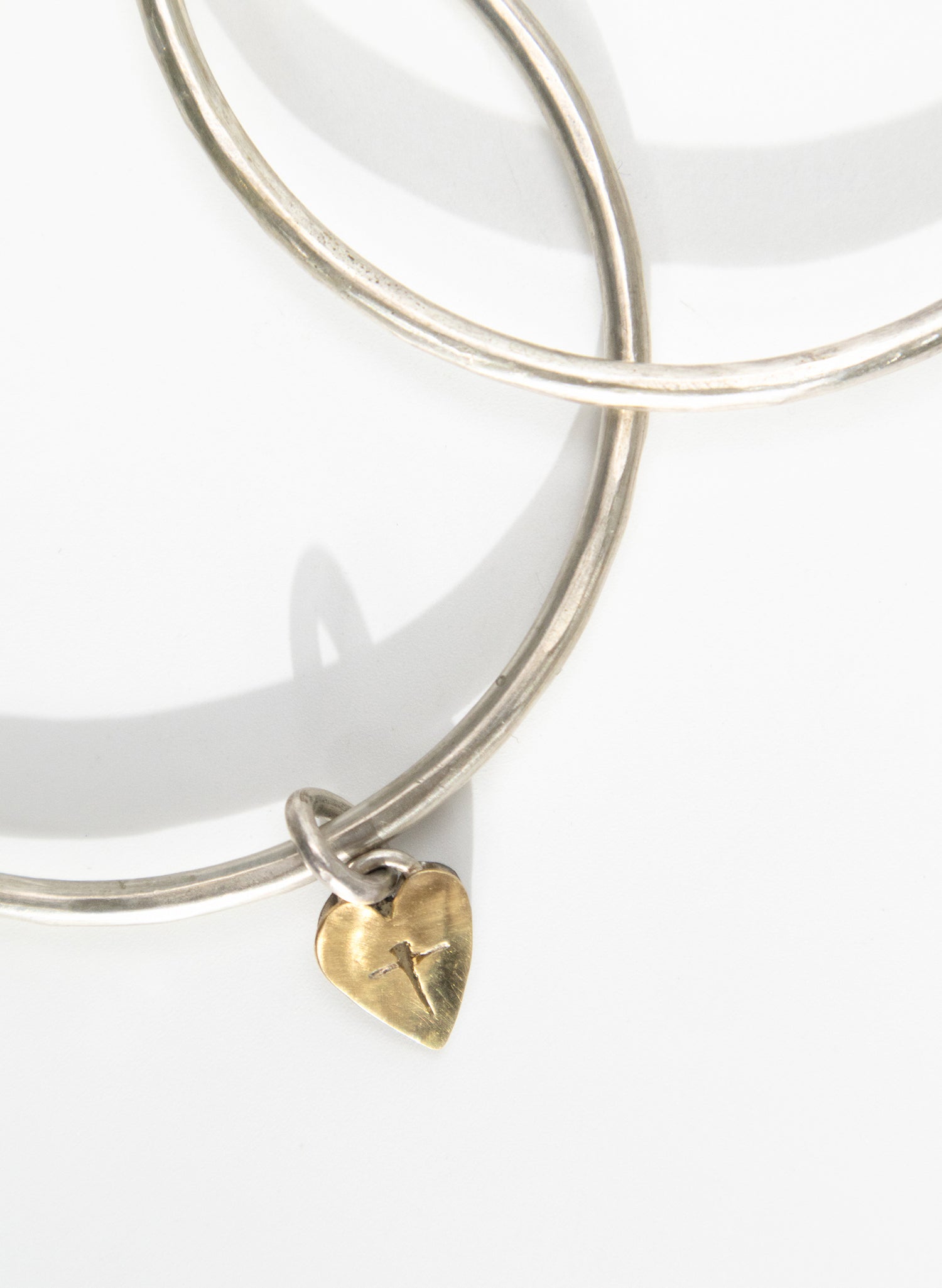 What Goes Around - Sterling Silver Bangle + 18ct Pink Gold Heart