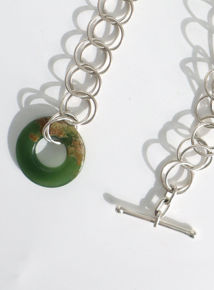 Sterling Silver Flower Pounamu Necklace