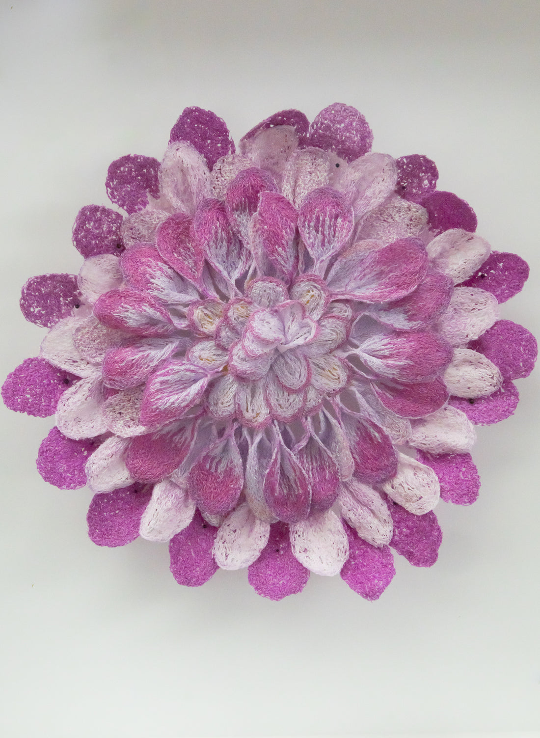 Pink &amp; Purple Dahlia Sculptural Embroidery