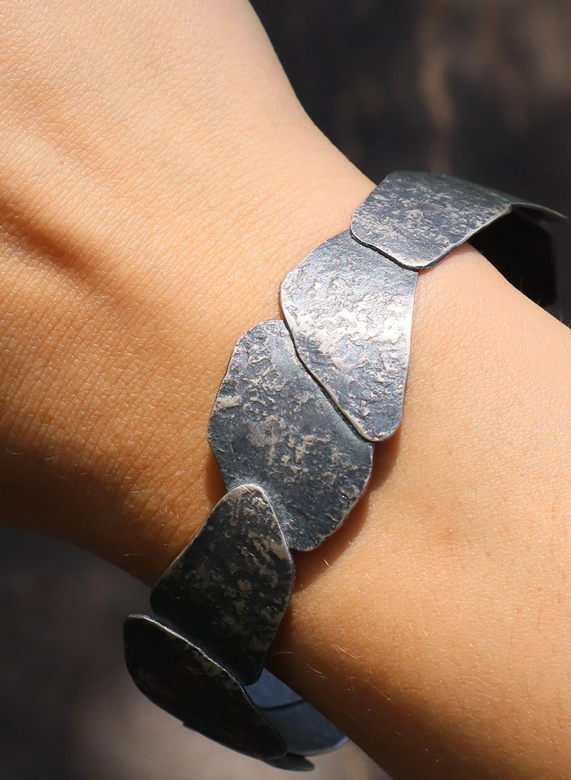 Narrow Riverbed Bracelet - Oxidised