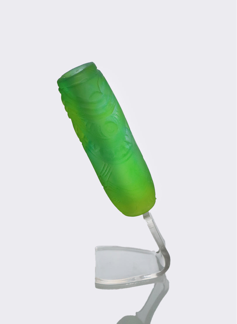 Cast Glass Koauau - lime green on a perspex stand