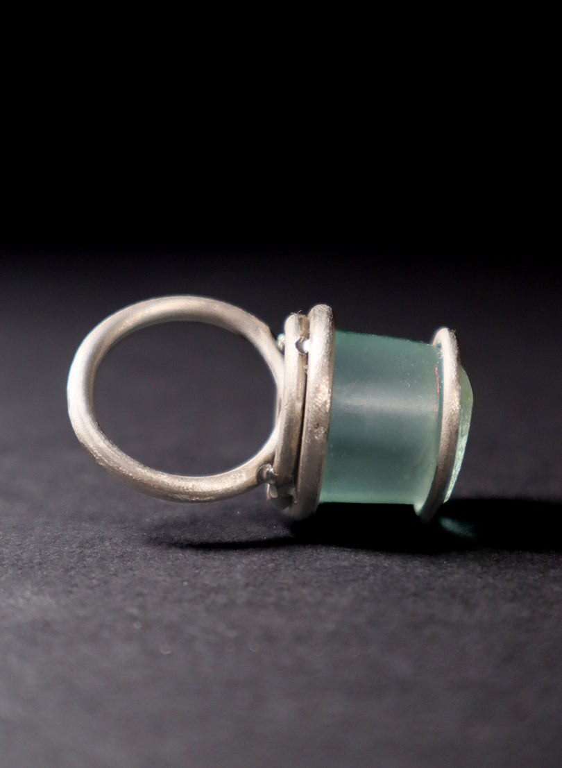 Worn Sea Glass Ring - Titanium