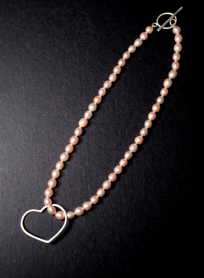 Pink Pearl Heart - Necklace