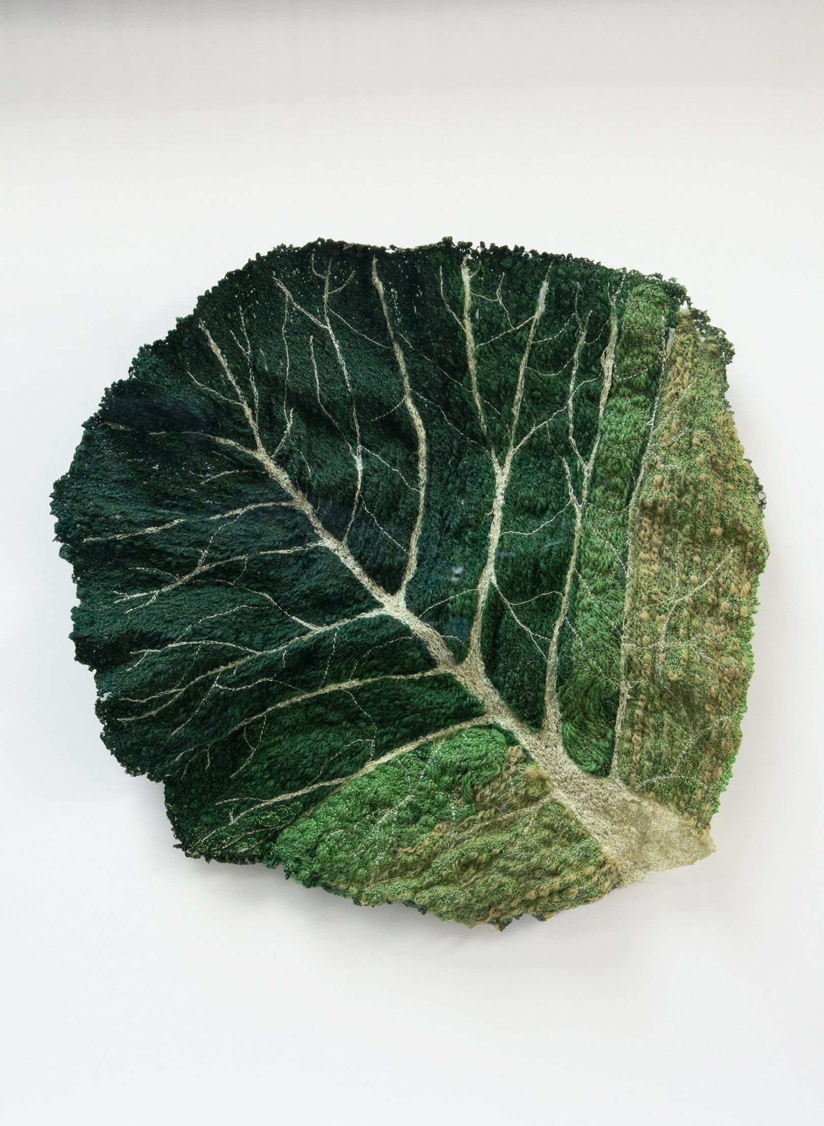 Green Cabbage Leaf 3D Embroidery