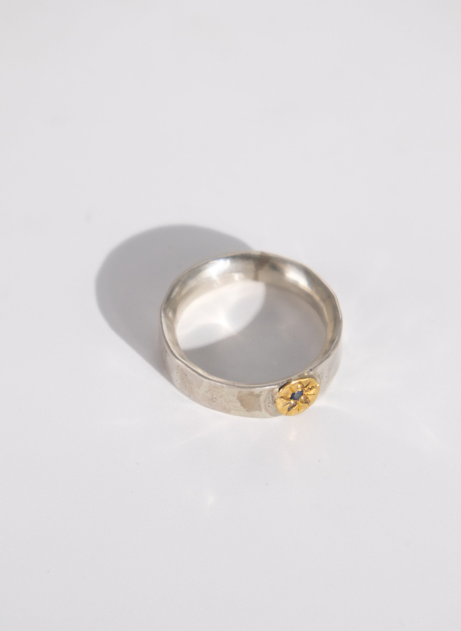 Soft  Curve Star Ring - Blue Sapphire &amp; 24ct Gold