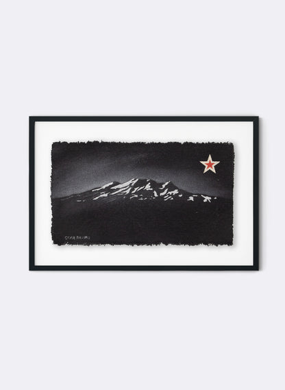 Mount Ruapehu - Postcard Artwork - Black