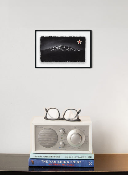 Mount Ruapehu - Postcard Artwork - Black
