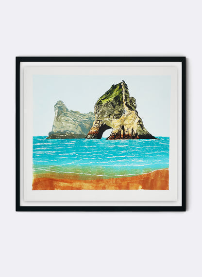 Wharariki Beach - Woodblock Print