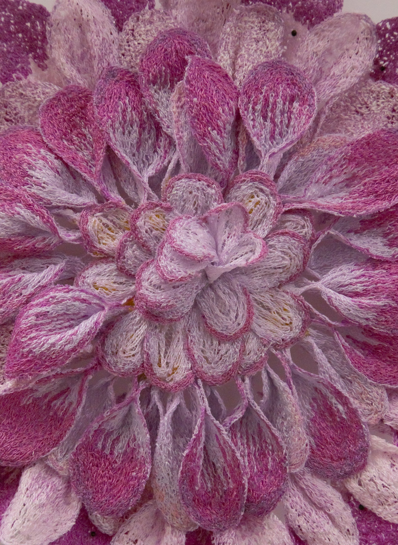 Pink &amp; Purple Dahlia Sculptural Embroidery