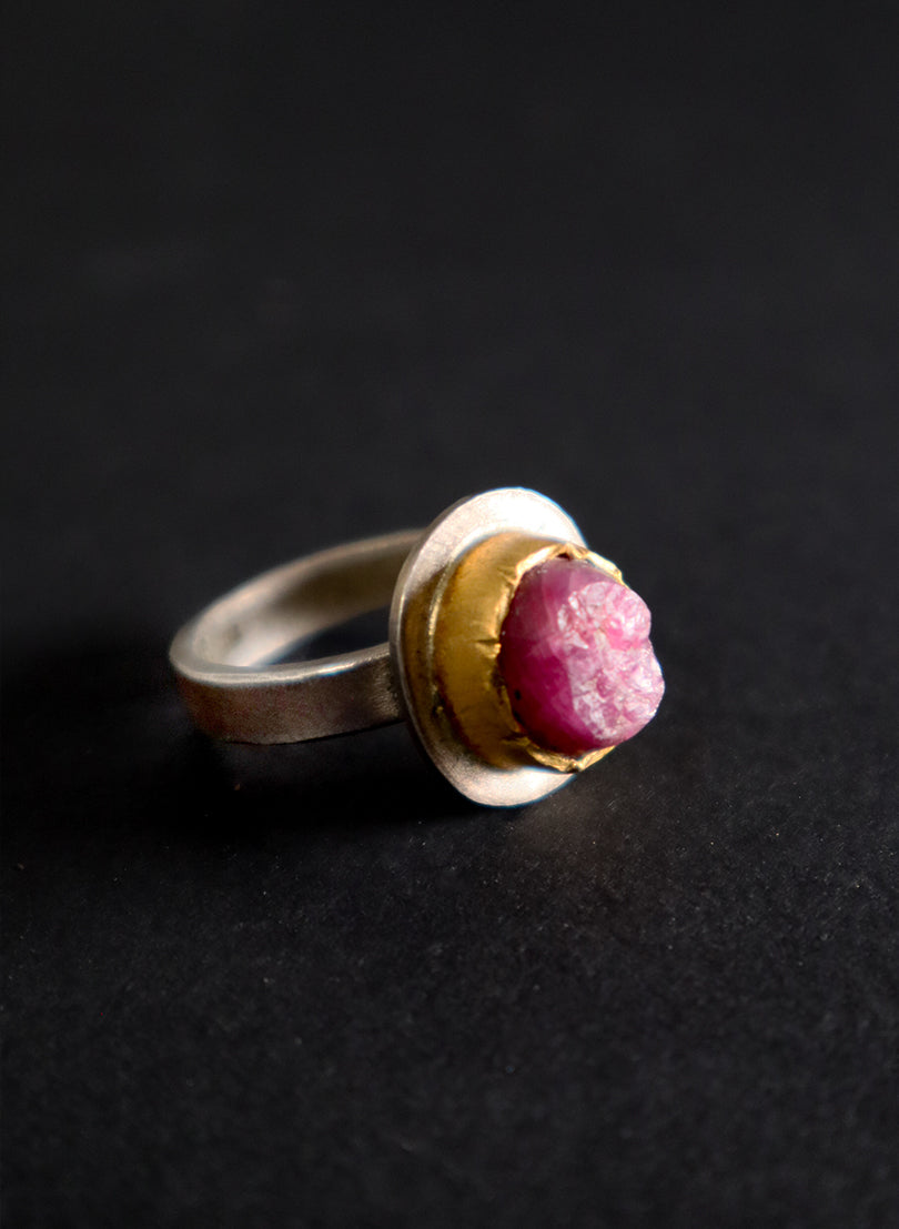 24ct Gold &amp; Raw Ruby Ring