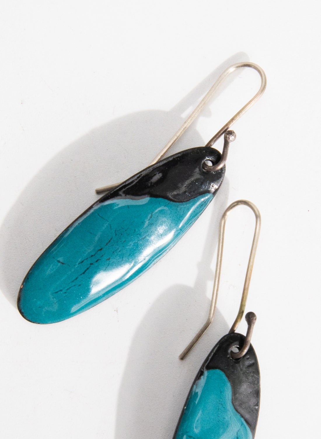 Teal Flow Enamel Earrings