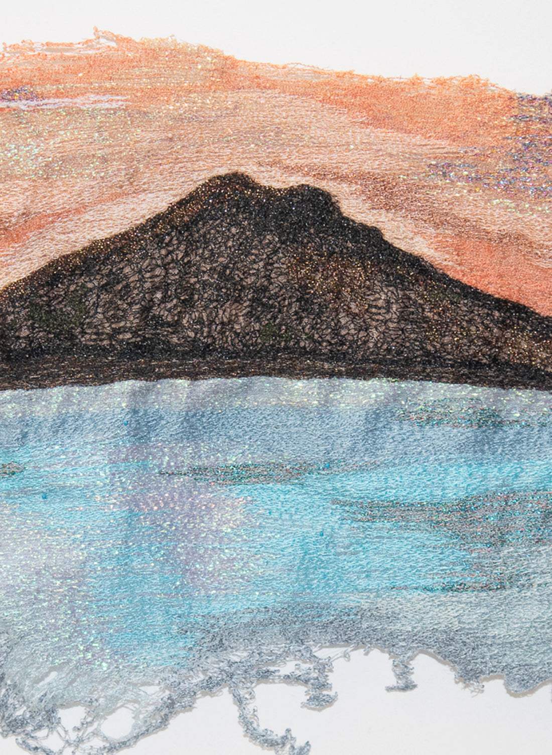 Rangitoto Island at Sunrise -  Sculptural Embroidery