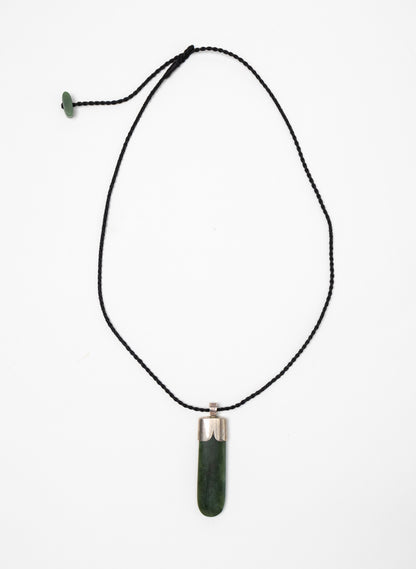 Capped Silver Pounamu Drop Pendant