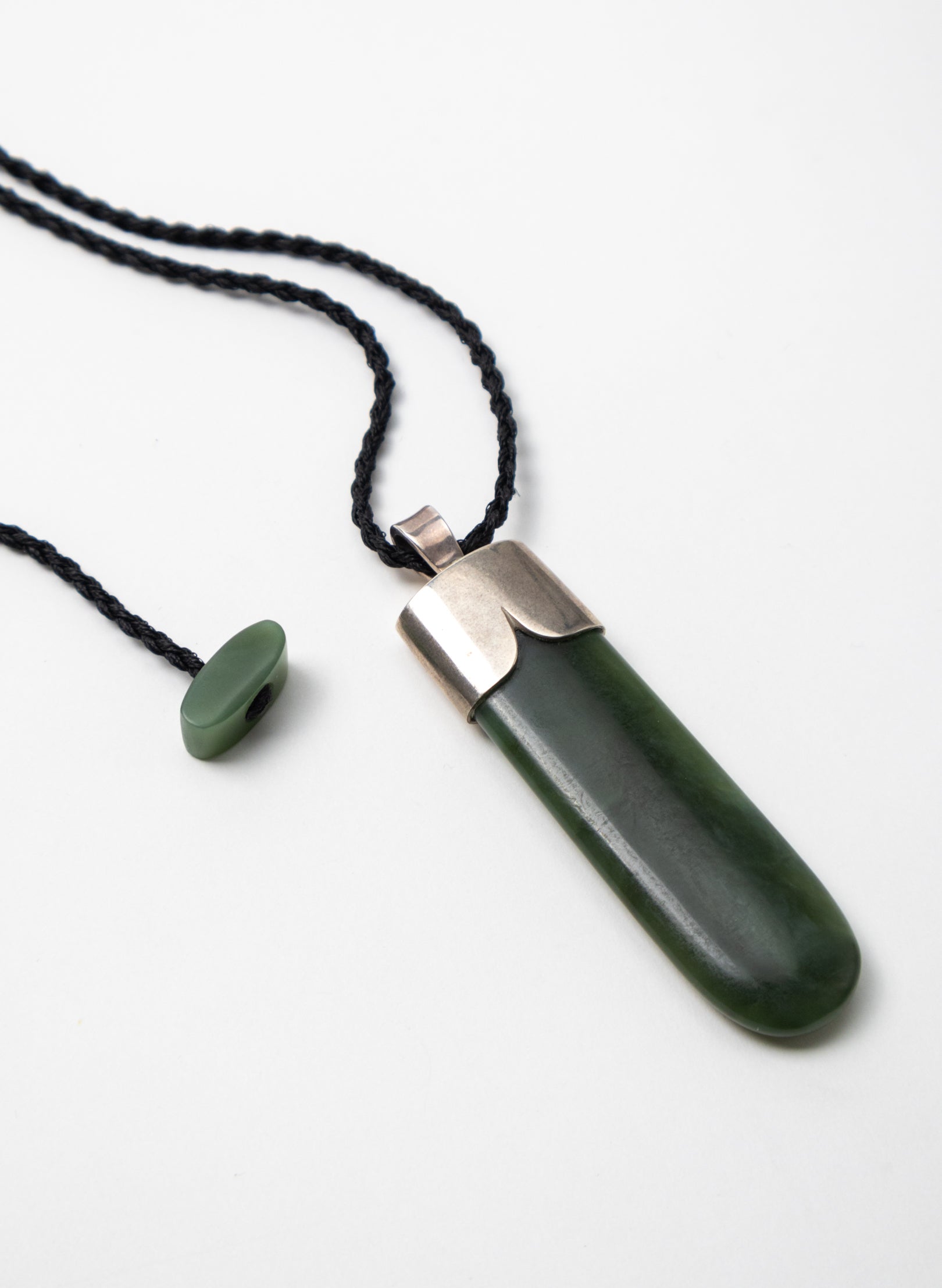 Capped Silver Pounamu Drop Pendant