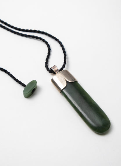 Capped Silver Pounamu Drop Pendant