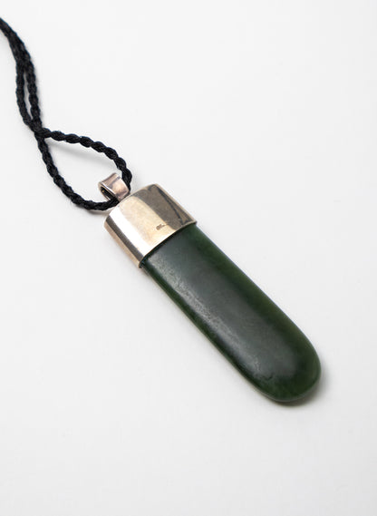 Capped Silver Pounamu Drop Pendant