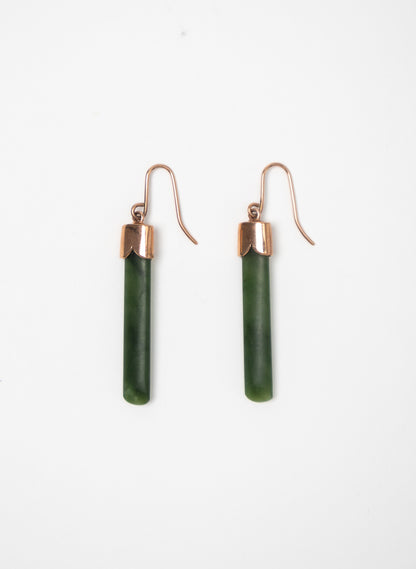 Gold Capped Pounamu Drop Earrings