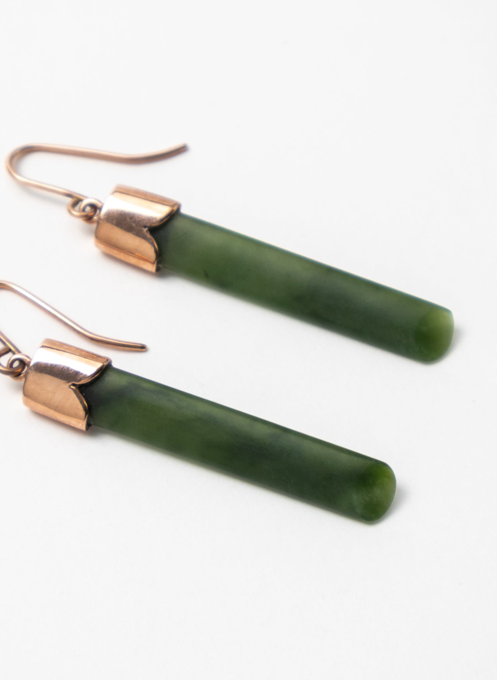 Gold Capped Pounamu Drop Earrings