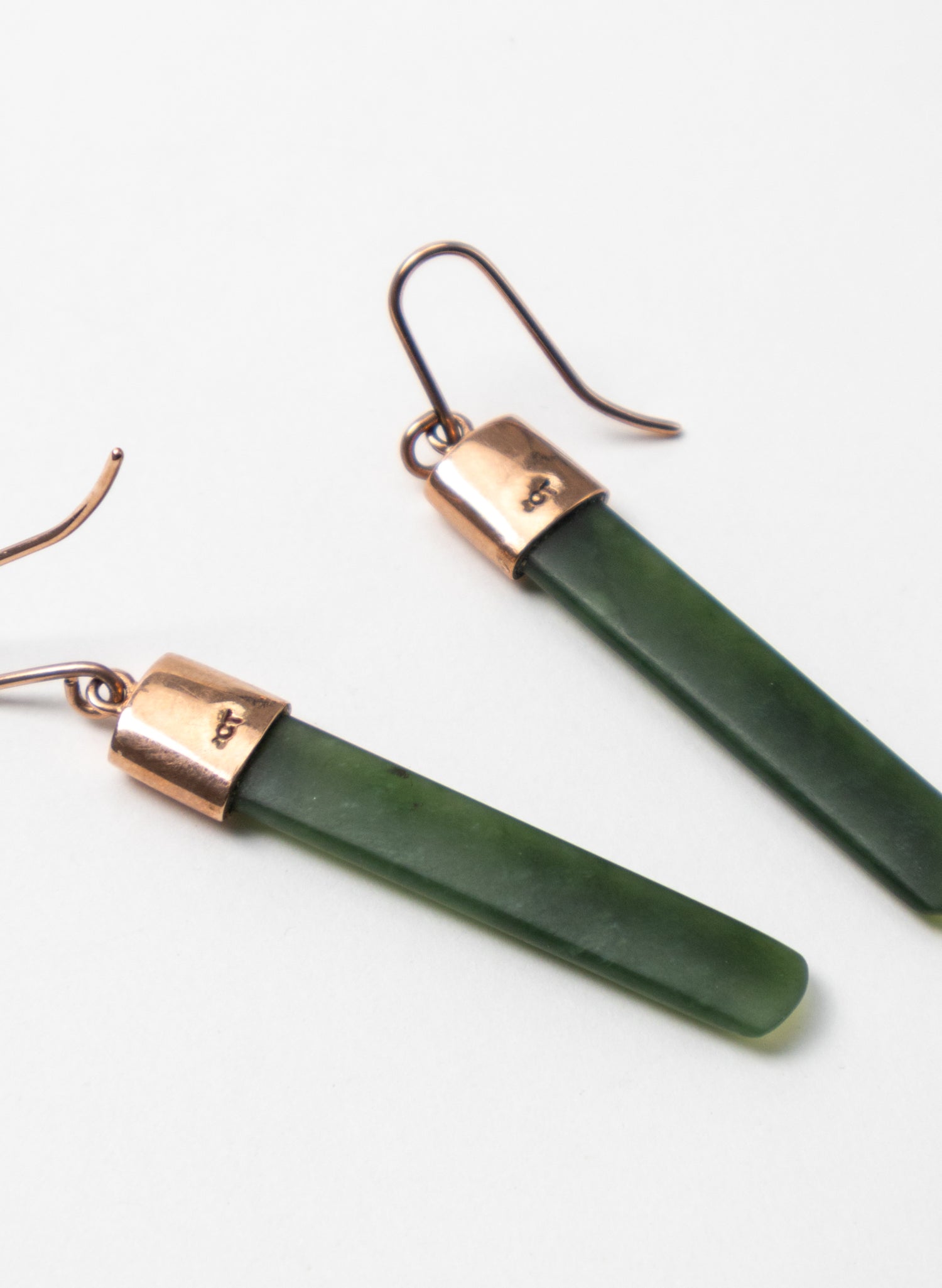 Gold Capped Pounamu Drop Earrings