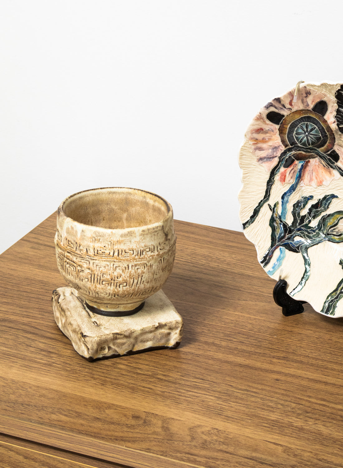 White Ceramic Cup on Pedestal