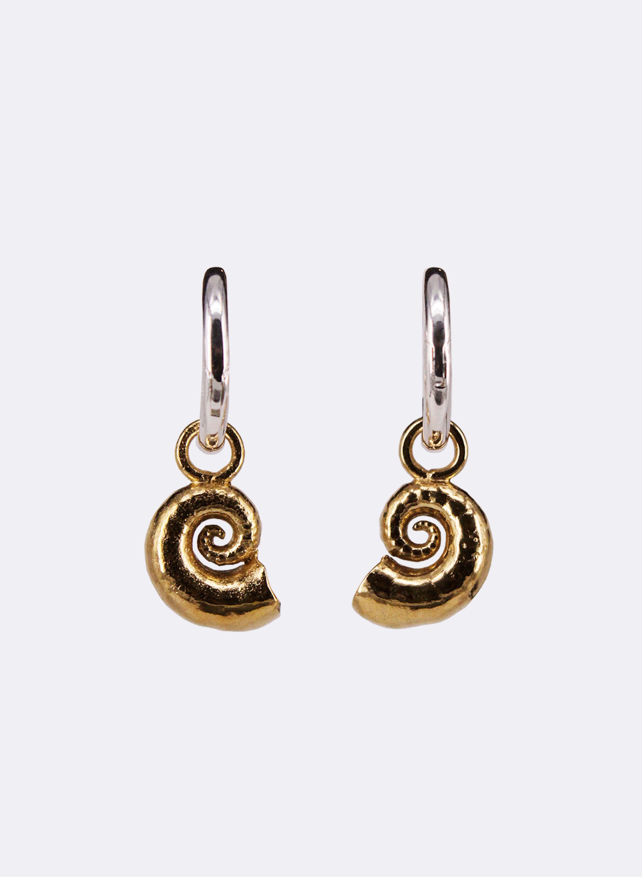 Spiral Shell Earrings - Sterling Silver &amp; Gold Plating