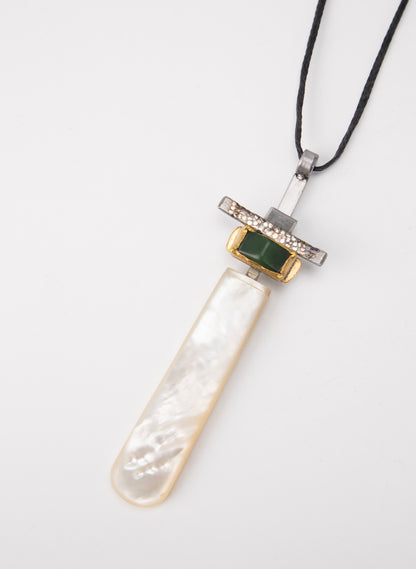 Mother of Pearl, 24ct Gold, NZ Pounamu Necklace