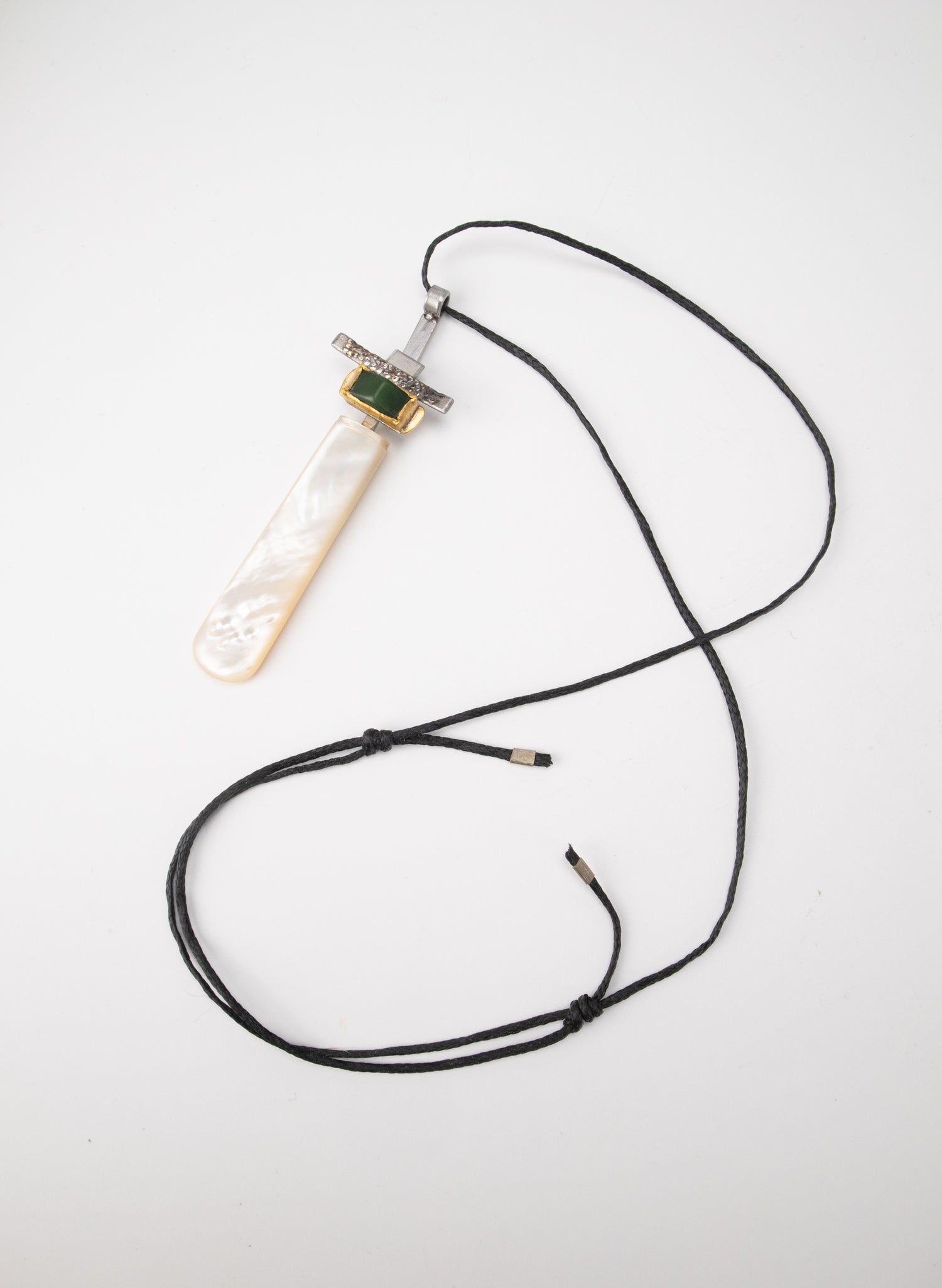 Mother of Pearl, 24ct Gold, NZ Pounamu Necklace