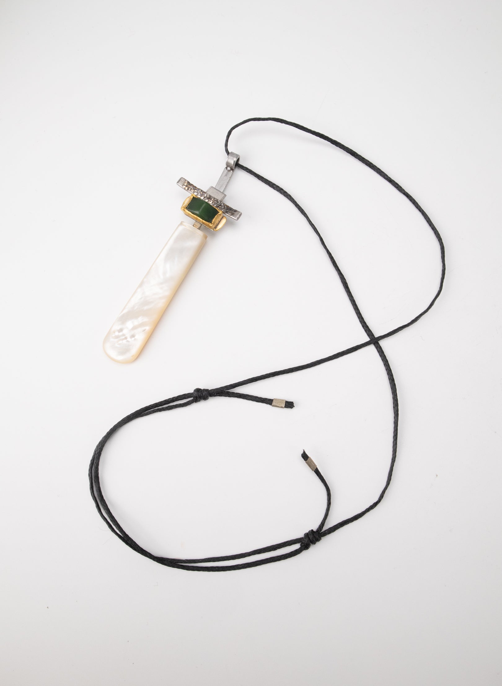 Mother of Pearl, 24ct Gold, NZ Pounamu Necklace