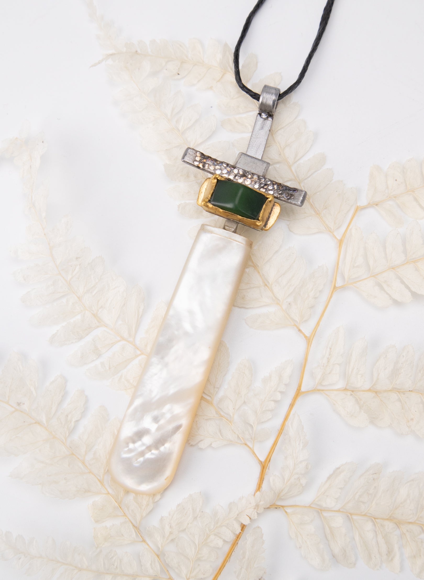 Mother of Pearl, 24ct Gold, NZ Pounamu Necklace