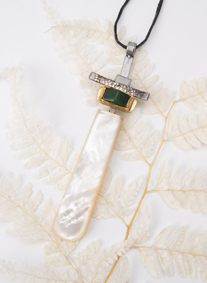 Mother of Pearl, 24ct Gold, NZ Pounamu Necklace