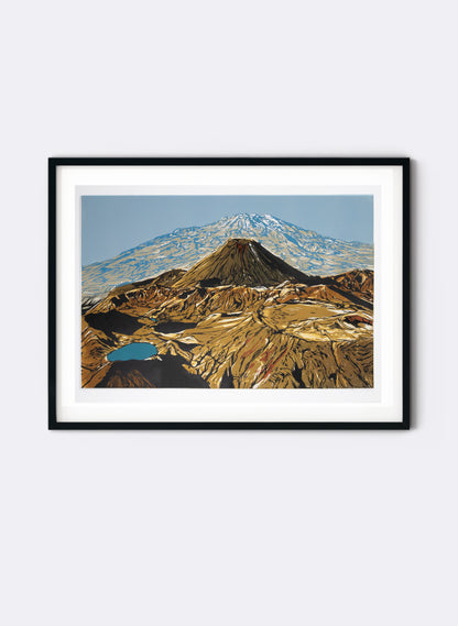 Tongariro Crossing - Woodblock Print