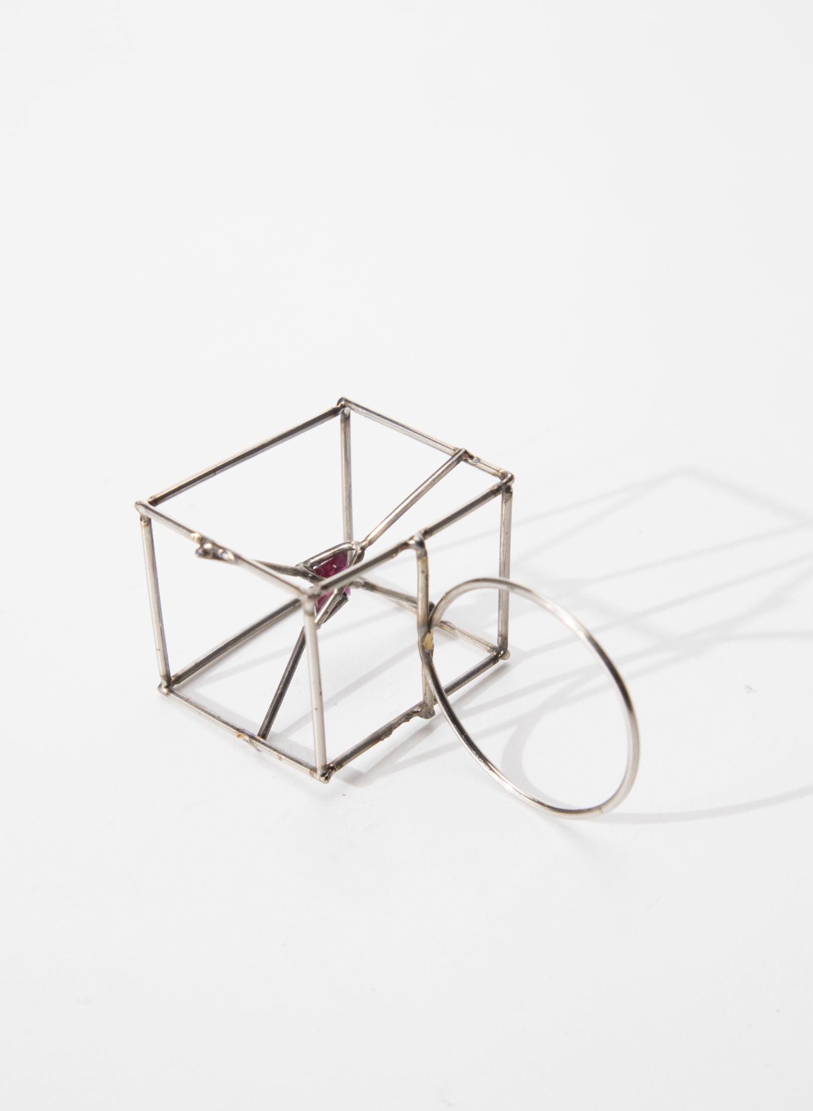 Natural Ruby Cube Ring