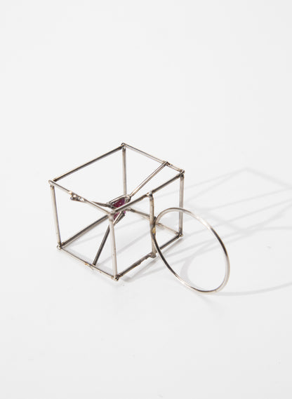 Natural Ruby Cube Ring