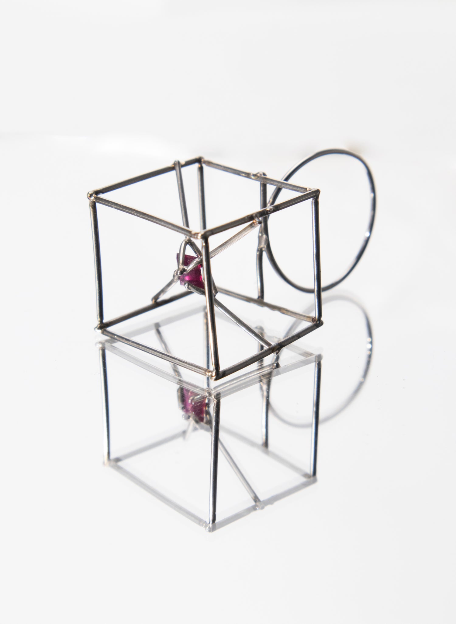 Natural Ruby Cube Ring
