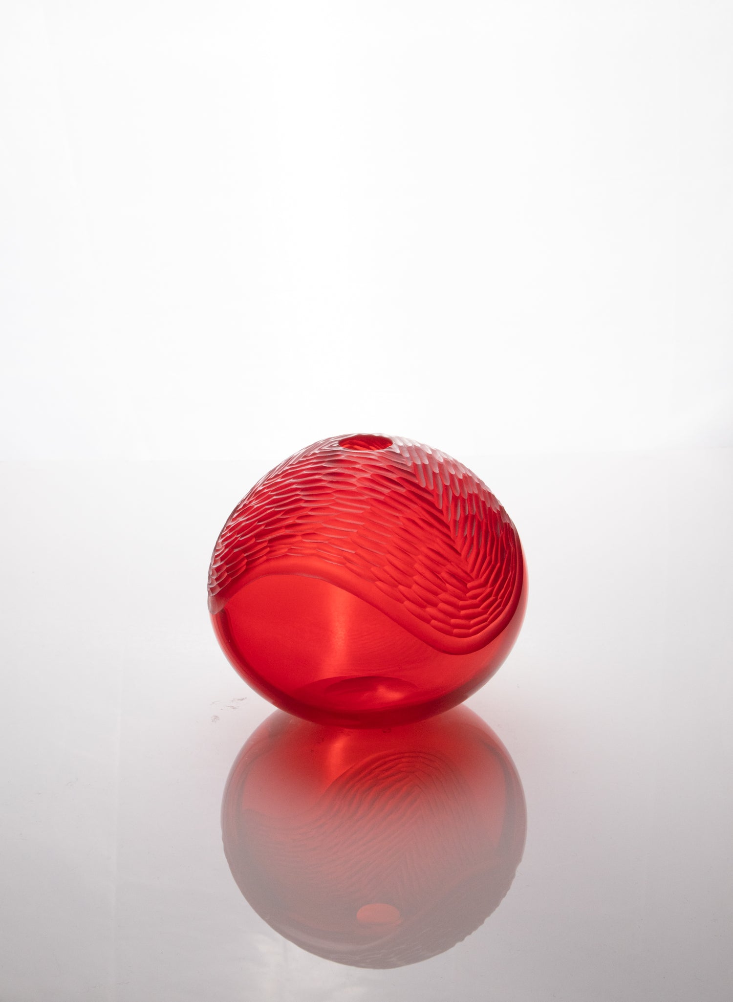Cherry Red Carved Vessel
