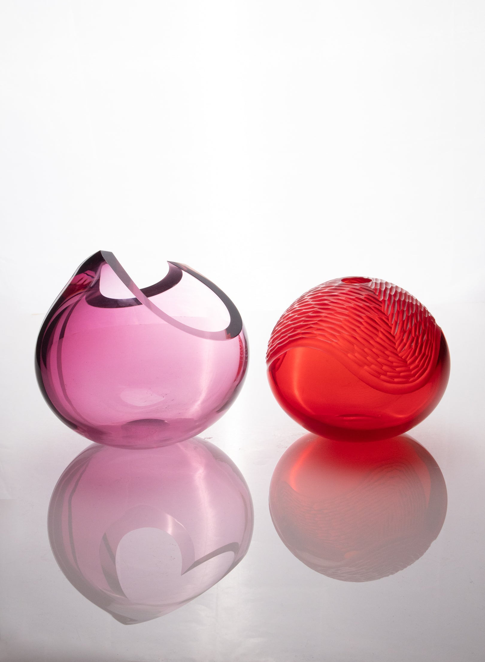 Cherry Red Carved Vessel