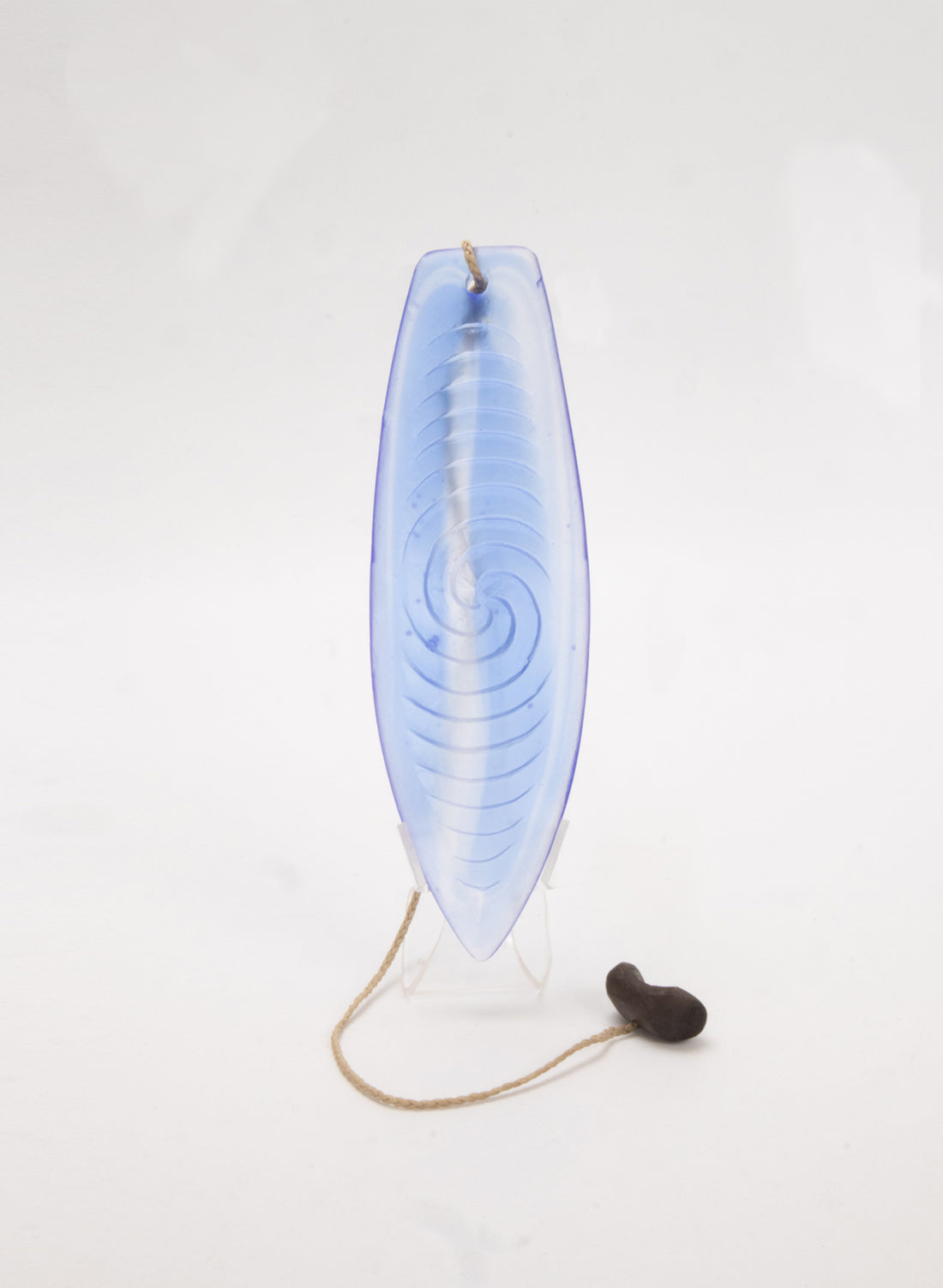 Cast Glass Purerehua - Cobalt on a Perspex Stand