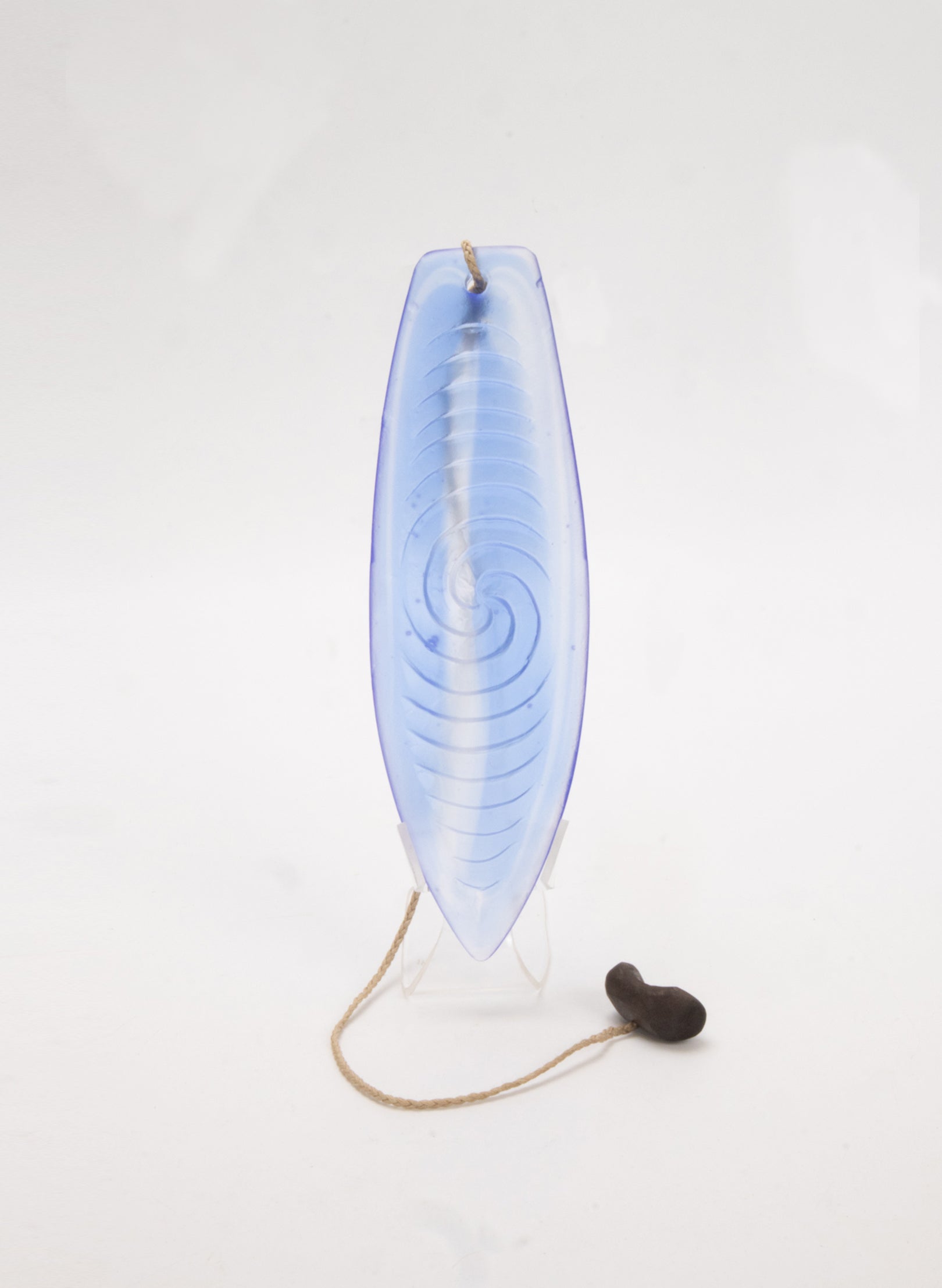 Cast Glass Purerehua - Cobalt on a Perspex Stand