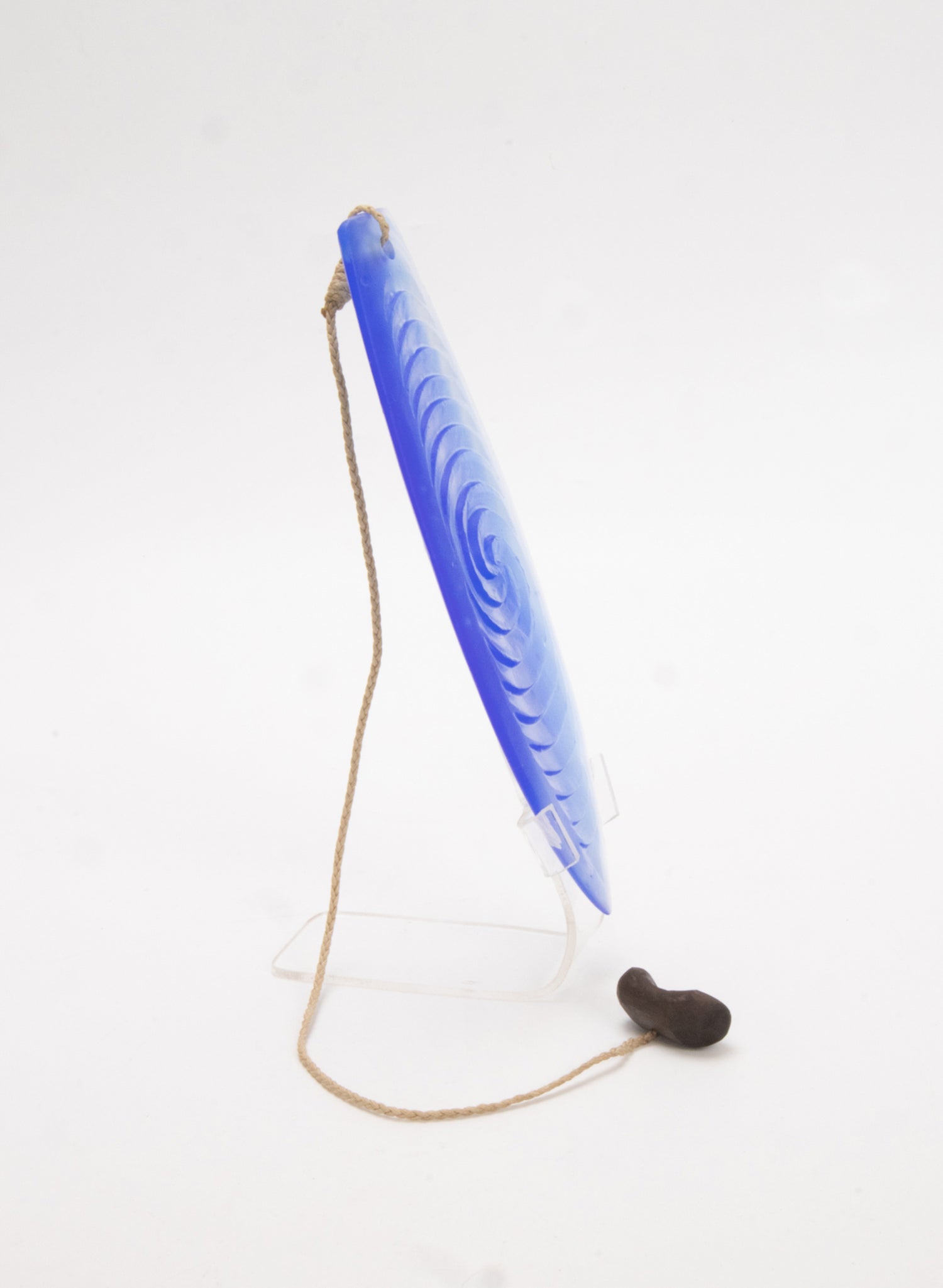 Cast Glass Purerehua - Cobalt on a Perspex Stand