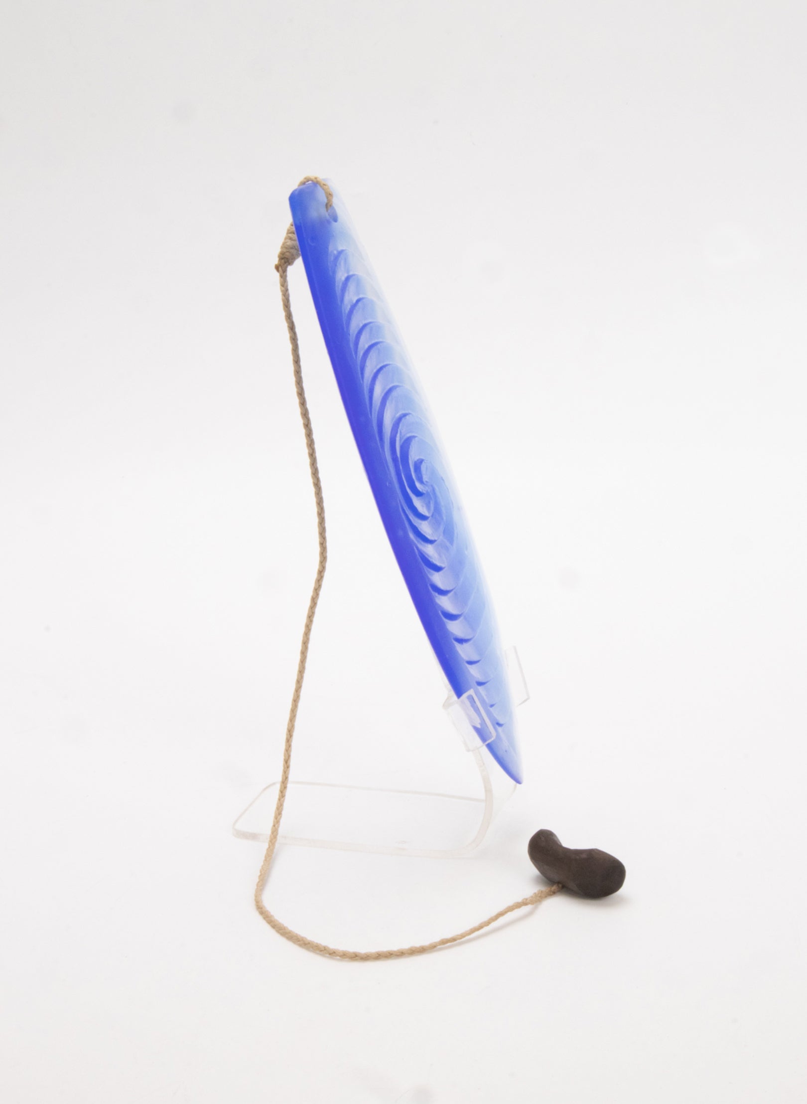 Cast Glass Purerehua - Cobalt on a Perspex Stand