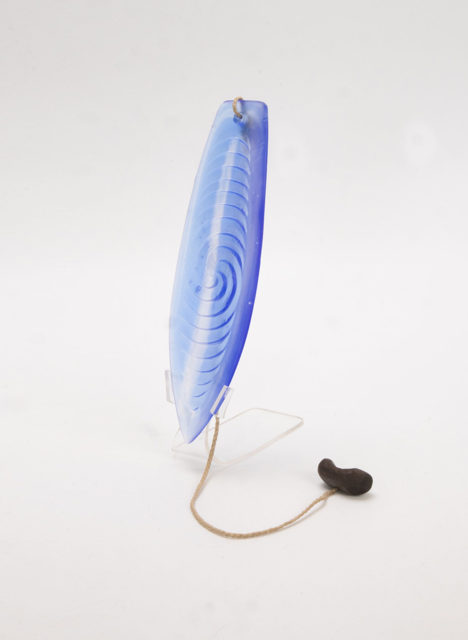 Cast Glass Purerehua - Cobalt on a Perspex Stand