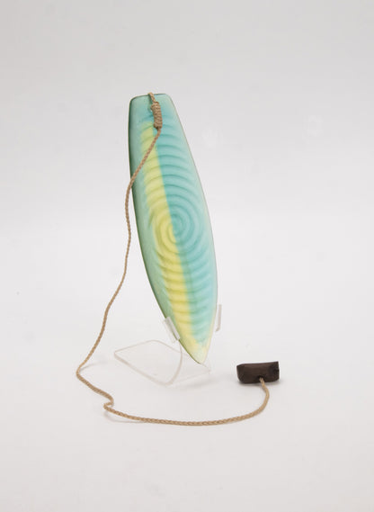 Cast Glass Purerehua - Lime &amp; Teal on a Perspex Stand