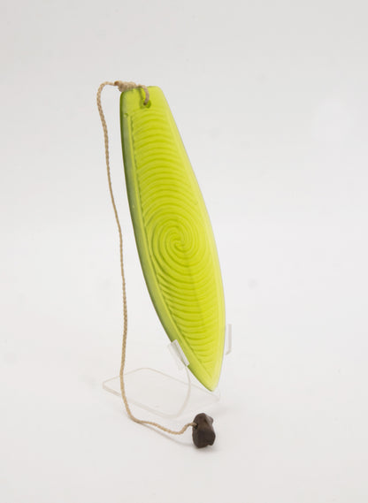 Cast Glass Purerehua - Lime Green on a Perspex Stand