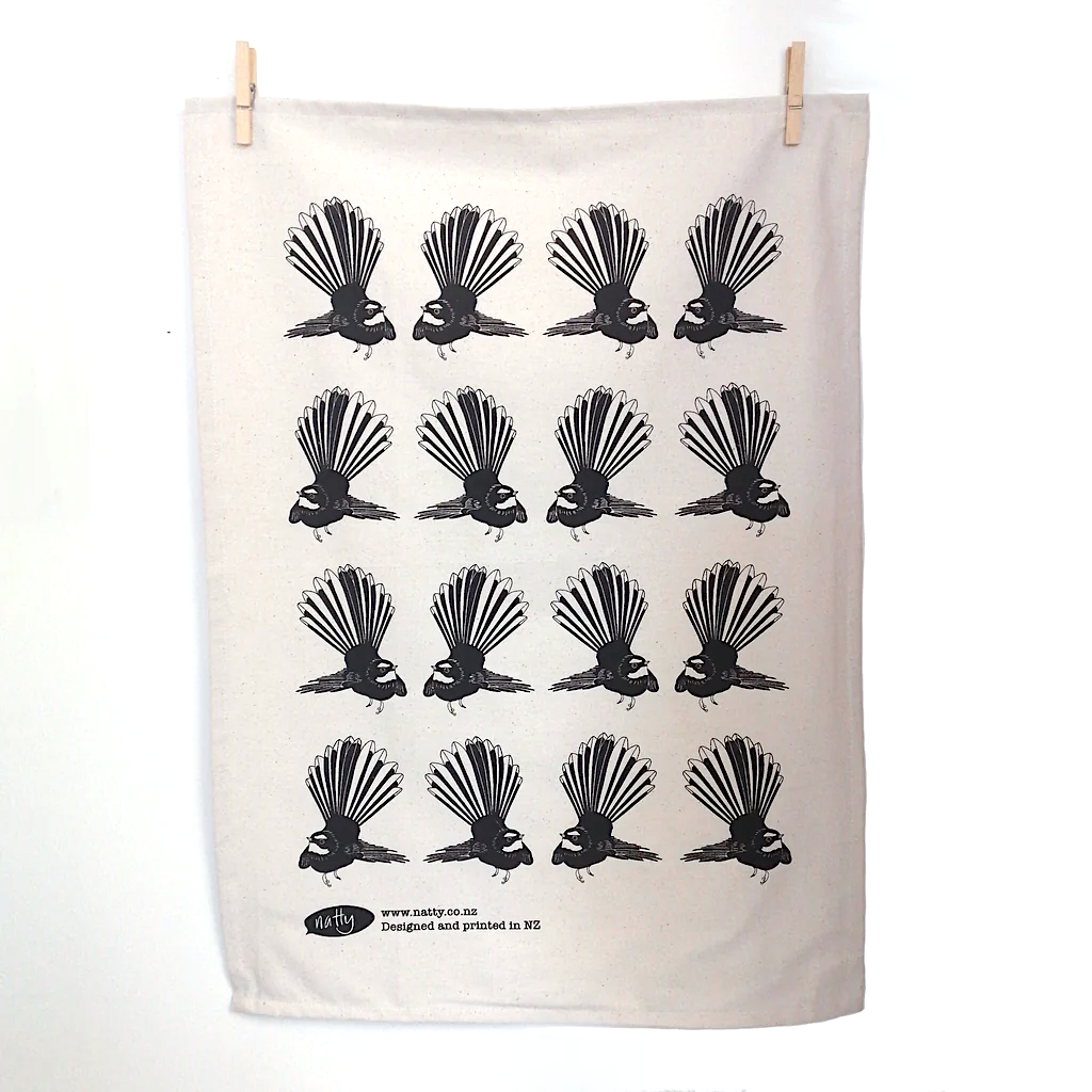 Piwakawaka Tea Towel - Brown