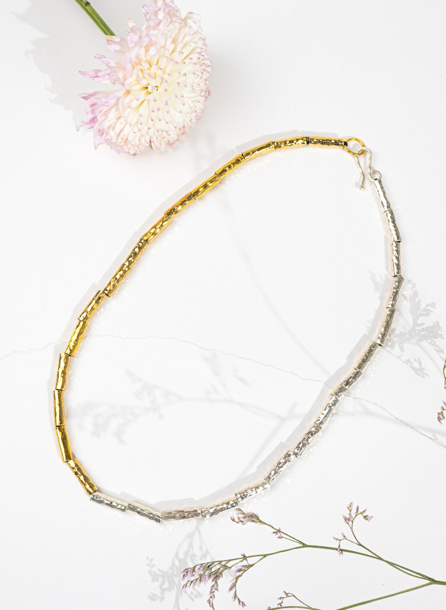 Kauri Bead Necklace - Silver &amp; Gold