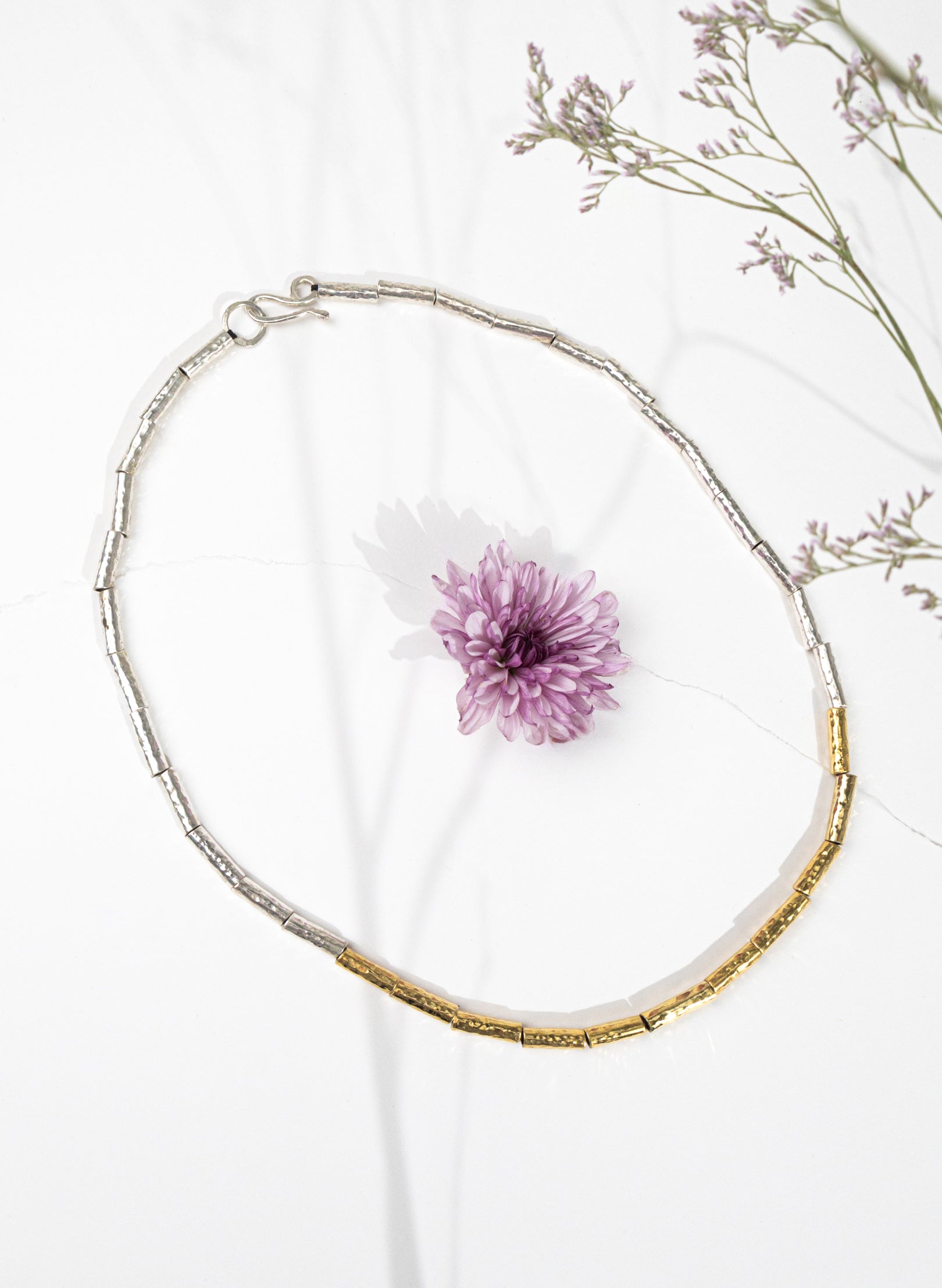 Kauri Bead Necklace - Silver &amp; Gold