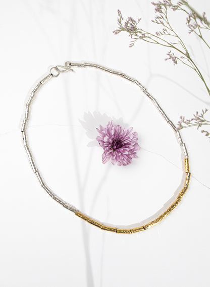 Kauri Bead Necklace - Silver &amp; Gold